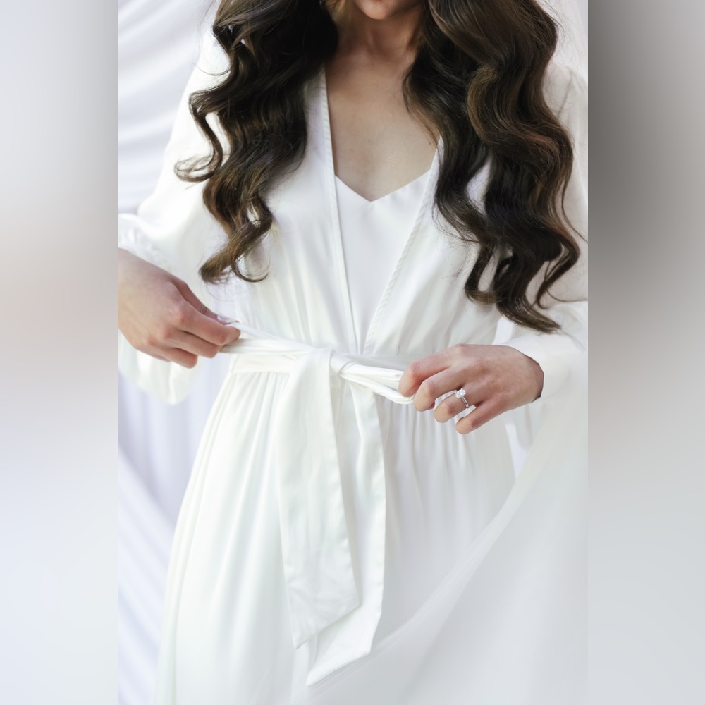 Delilah Satin Godet Maxi Bridal Robe - Includes Slip